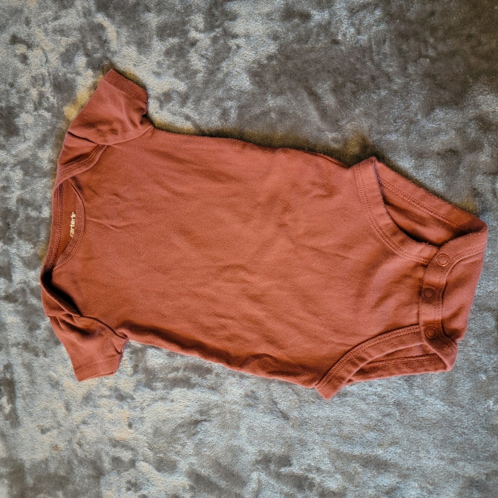 Carter's Bodysuit Baby 6M Rust Brown Excellent Short Sleeve Cotton 829